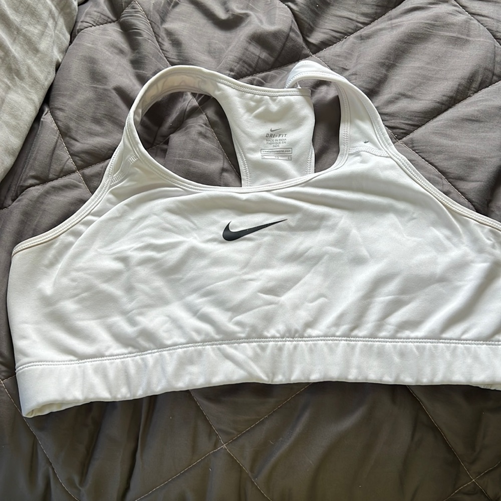 White Nike sports bra